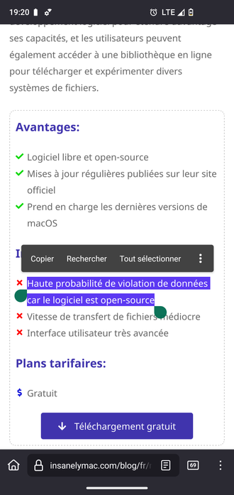 "Haute probabilité de violation de données car le logiciel est open-source"