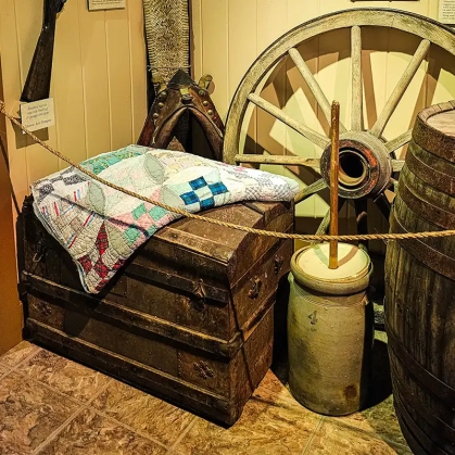 Personal possessions of pioneers arriving on the Santa Fe trail.