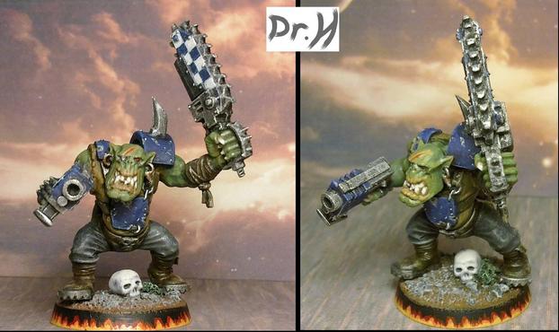 Front and high angle views of Ork Boy #1.