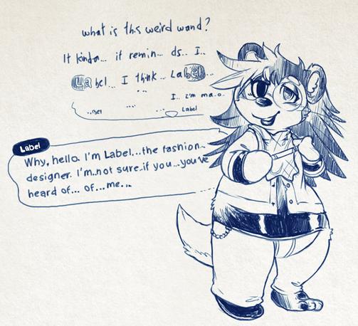 Mao the otter finding a dress wand, only to slowly transforming and reality shift into Label Able from the Animal Crossing games.