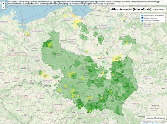 Mapa Polski z zaznaczonymi na zielono i żółto obszarami. Więcej o nich w tekście.