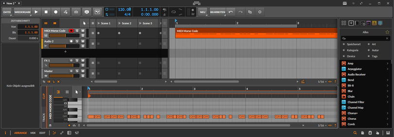 MIDI Morse Code in #Bitwig