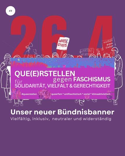 Unser neuer Bündnisbanner: Vielfältiger, inklusiv, neutraler und widerständig!
