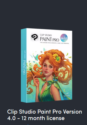 Captura de la Web de Humble Bundle, mostrando Clip Studio Paint Pro 4.0 - licencia de 12 meses
