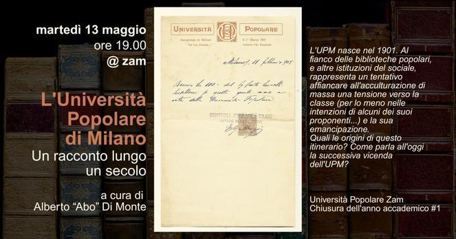 📚Università popolare Zam presenta: L'università popolare di Milano - a cura di Alberto "Abo" di Monte