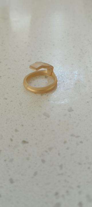 a gold coloured plastic ring with a lip extending over the centre