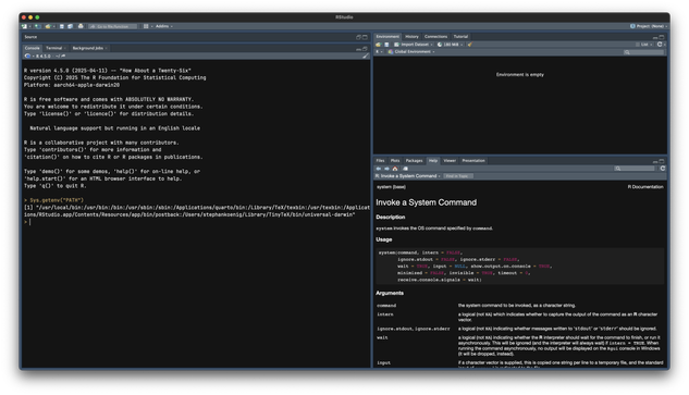 `PATH` variable when RStudio was launched with Raycast.