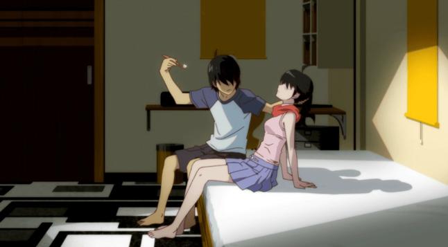 Araragi about to brush his sister's teeth