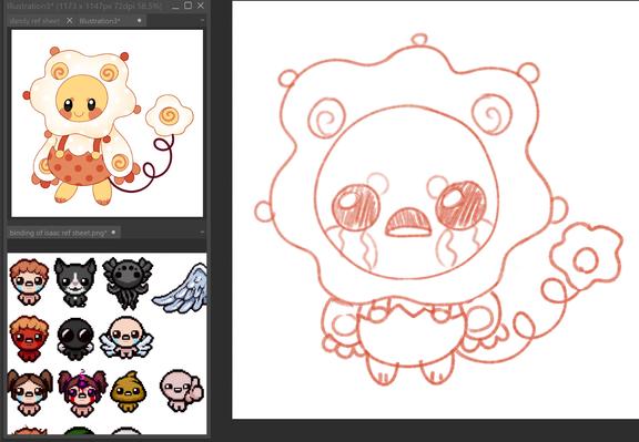 my oc eggbert as a binding of isaac  character!