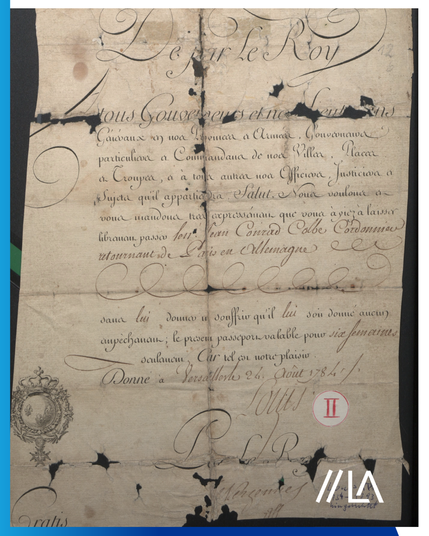 abgegriffenes Schreiben aus dem Jahr 1784 in alter Schrift verfasst