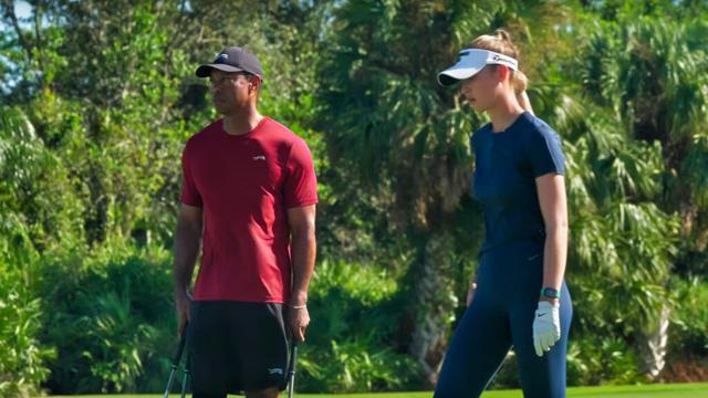 Tiger Woods and Nelly Korda golf lesson