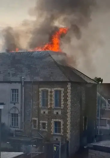 Firefighters tackle the blaze at the historic Port talbot Chapel