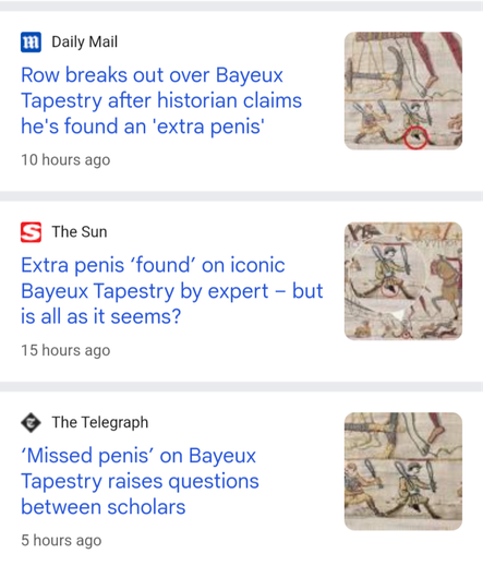 Selection of headlines from the Daily Mail, Sun and Telegraph all going big on the mystery appendage