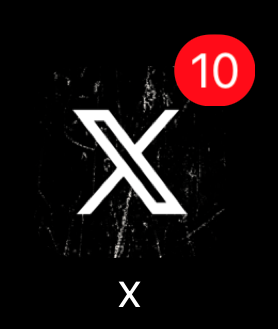 Icon von X (Ex-Twitter) mit 10 Benachrichtungen (an einem Tag).