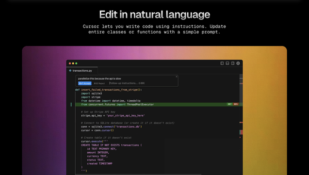 A screenshot of the cursor.com landing page.