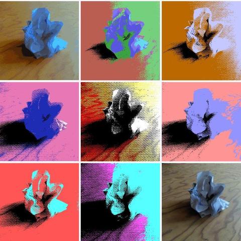 "One person's trash, another's treasure"

A series of images of the same crumpled piece of paper with different colour tonalities.