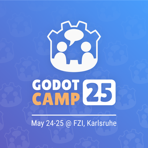 Logo of Godot Stammtisch Karlsruhe and announcement: GodotCamp25 - May 24-25 @ FZI Karlsruhe