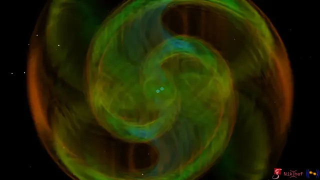 Numerical simulation showing the gravitational waves emitted from orbiting neutron stars.