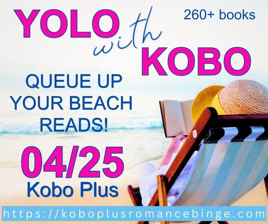 YOLO with KOBO 260+ books
Queue up your beach reads!
04/25 Kobo Plus
https://koboplusromancebinge.com
Woman seated on a striped beach chair in a sun hat reading a book, facing the ocean