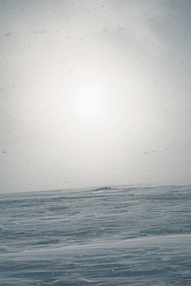 Photo of hiking through a blizzard in the Käsivarsi Wilderness Area, Finland.