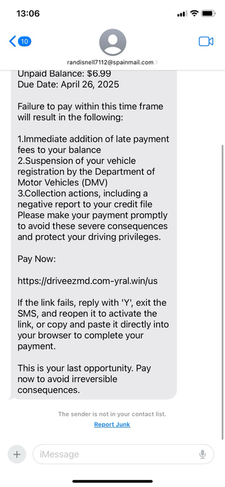 Fake toll spam txt