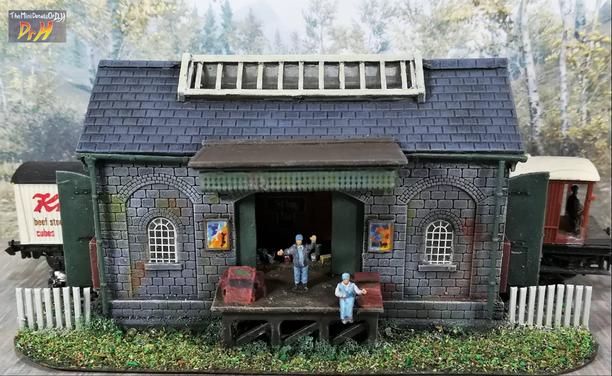Front view of the N-gauge train shed.
