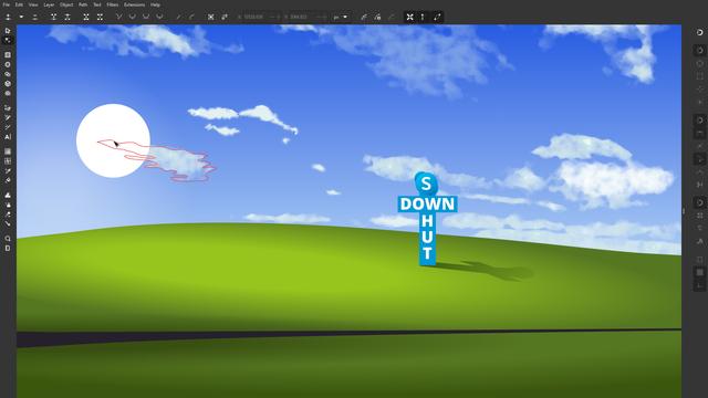 MS Windows wallpaper created with Inkscape on Garuda Linux