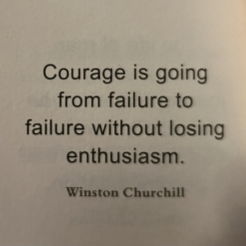 Courage is going from failure to failure without losing enthusiasm. Winston Churchill