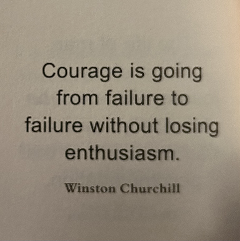 Courage is going from failure to failure without losing enthusiasm. Winston Churchill