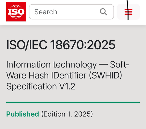 The SHWID now meets the ISO standard. screenshot ISO norm number 18670:2025