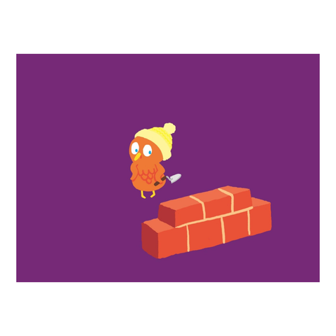 Petit Poupou construit un mur pour mon nouveau site web.
Petit Poupou is building a wall for my new website.