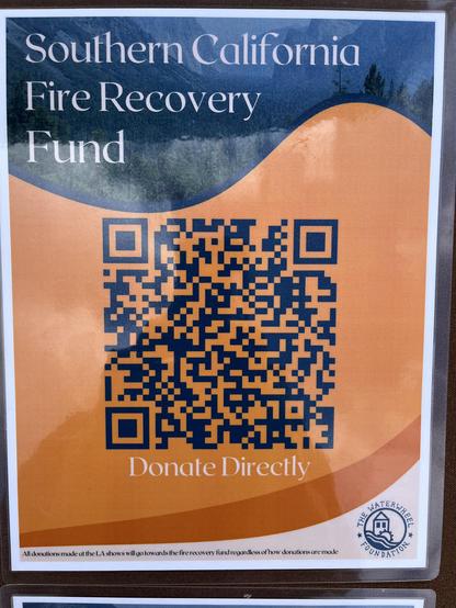 Blue and orange paper with QR code