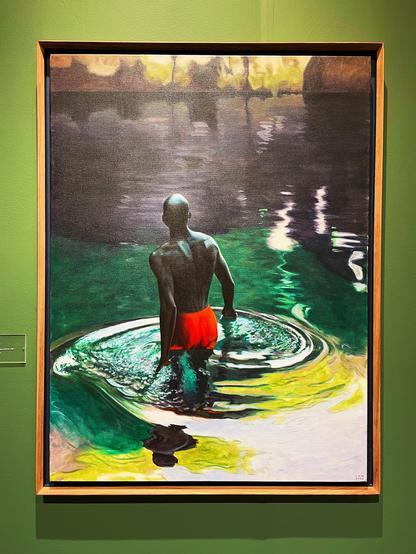 iPhone 12 Pro photo by Jenny Lam of Craig Cameron-Mackintosh (b. 1987), "The Ledge" (2025), oil on canvas, Ebony Curated at Expo Chicago 2025 in Navy Pier's Festival Hall