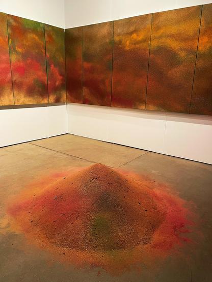 iPhone 12 Pro photo by Jenny Lam of Luftwerk, "Prairie Colorfield," sand and botanicals, 6018|North, at Expo Chicago 2025 in Navy Pier's Festival Hall