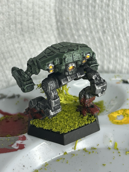the back side of aforementioned Pouncer mech, warm jump jets in view