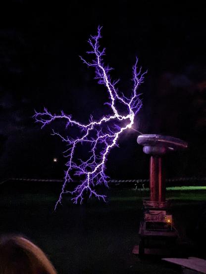 Large Tesla coil with electrical discharges in all directions at the Gaussfest