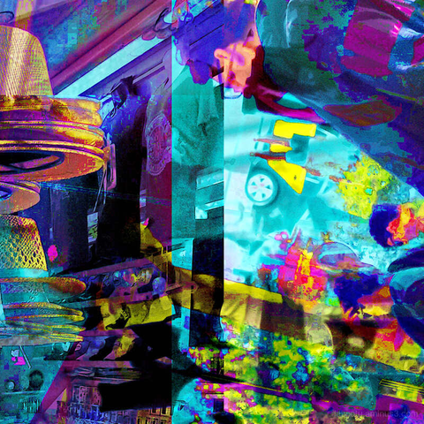 Barcelona digital edited multiple exposure street photography, made with the GNU Image Manipulation Program.