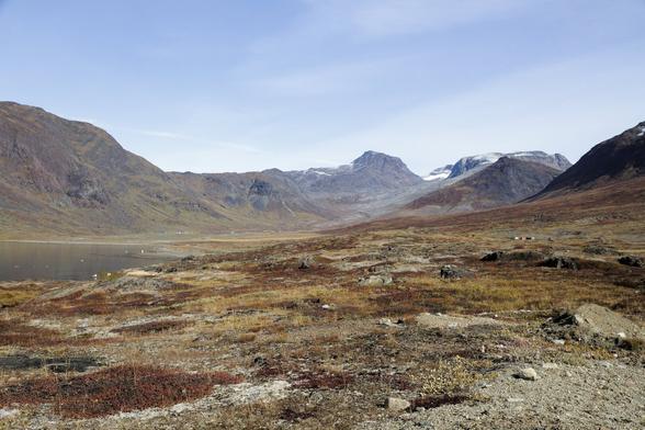 view on the mountain ranges in southern greenland