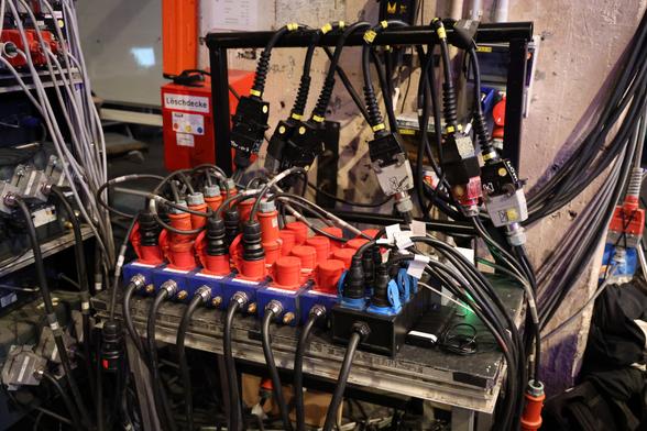 Power patch field with a grid of CEE connectors