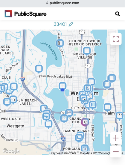 Screenshot of ZIP Code search page from the MAGA website Public Square Dot Com.
