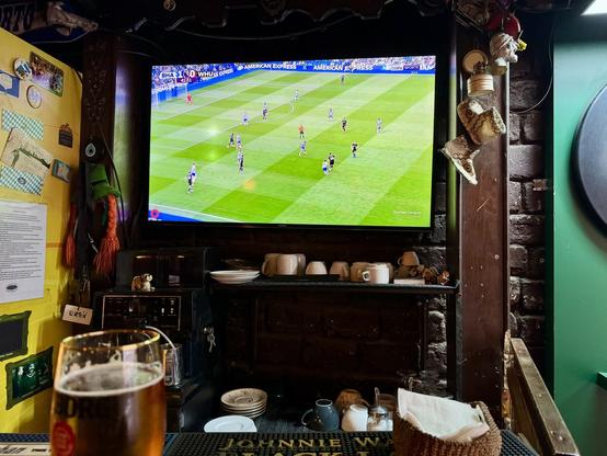 Football on tv in an Irish bar