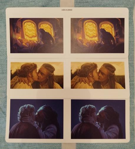 Three sets of stickers with three different scenes: Ed staring at a gut-stabbed Stede when he was supposed to be playing nurse. Ed and Stede's first kiss by the beach. Ed and Stede's kiss after the fish scene.
