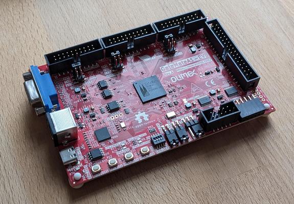 The GateMateA1-EVB from Olimex, side view