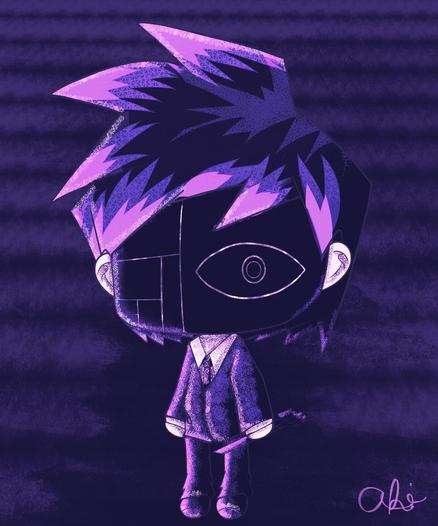A chibi Mercury from the Psychopomp game. Blues, blacks, and purples used.