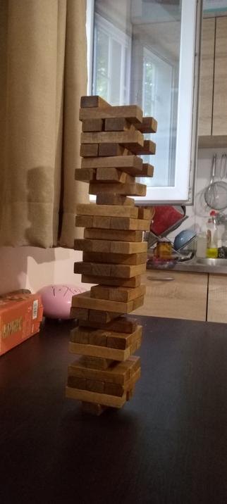 A barely standing Jenga.