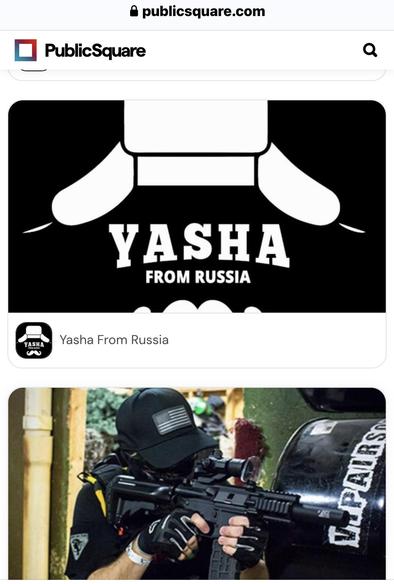 2 businesses in Phoenix list of businesses in Public Square. Top one is aer for Yasha from Russia and lower one is a Airsoft camouflaged shooter.