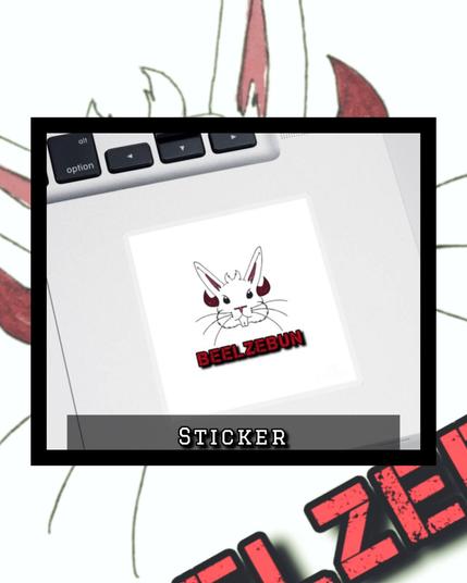 A devilishly adorable bunny. On a sticker.