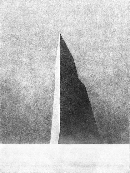 a digital drawing of a stylized iceberg in black and white