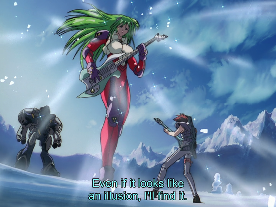 A full sized zentradi having a singing contest with nekki basara.