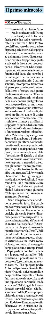 L'editoriale di Marco Travaglio. 
(Il Fatto Quotidiano, 27/04/2025)